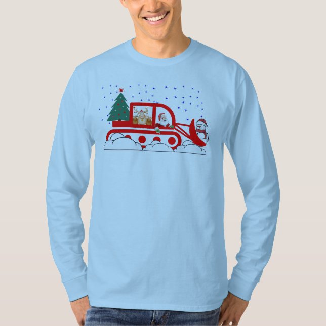 Santa's Snowplow Shenanigans T Shirt (Framsida)