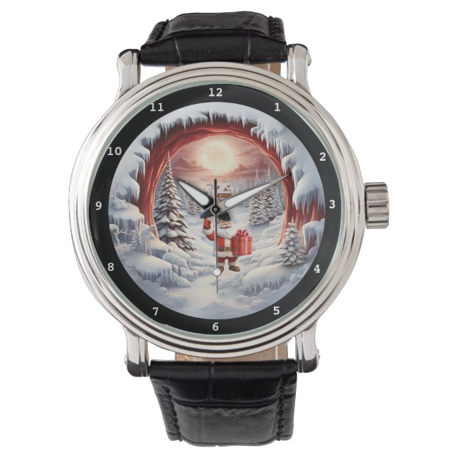 Santa's Snowy Moonlit Gift Wristwatch Armbandsur (Framsida)