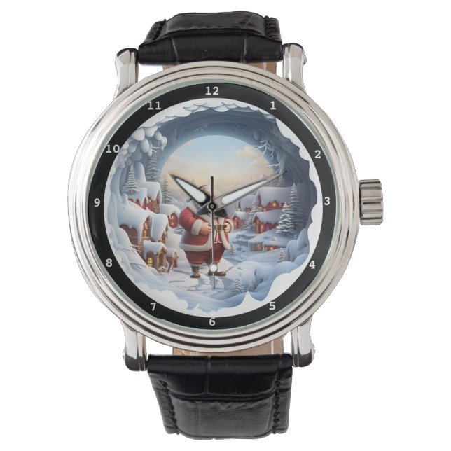 Santa's Snowy Village Night Armbandsur (Framsida)