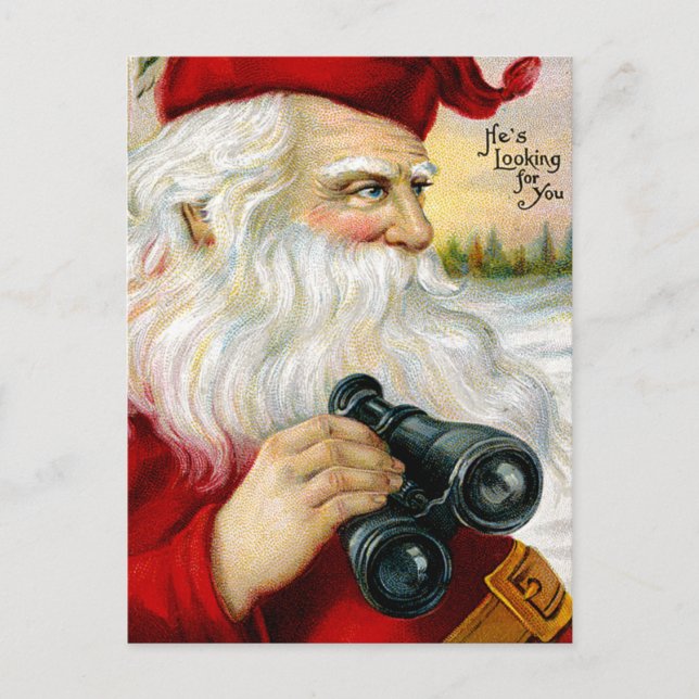 Santas som tittar dig helg vykort (Framsida)