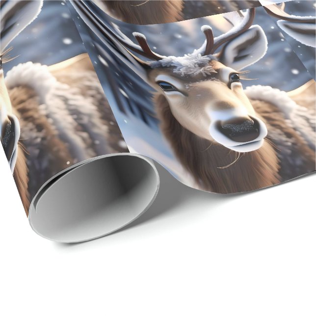 Santas Söt Close Reindeer. Presentpapper (Rullad Hörn)