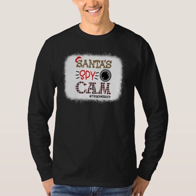 Santa's Spy Cam Teacherlife Tekers jul T Shirt (Framsida)