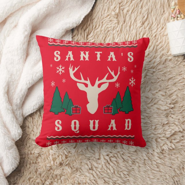 Santa's Squad Ugly jul Sweater Kudde (Filt)