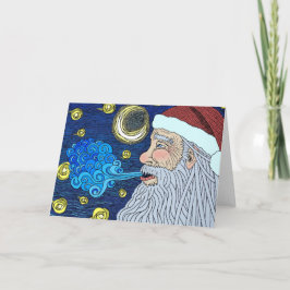 Santas Starry natt i färg Helgkort