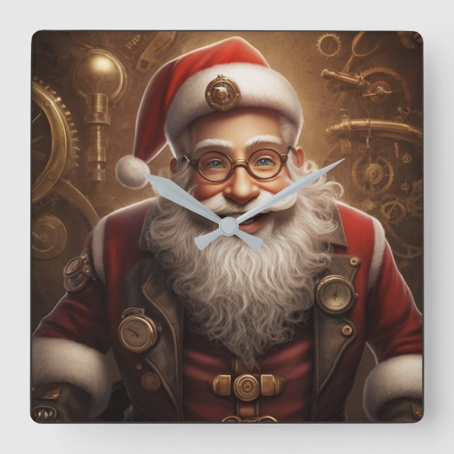 Santa's Steampunk jul Fyrkantig Klocka (Framsida)