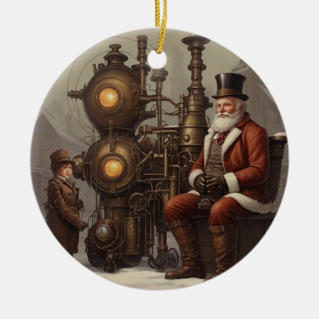 Santa's Steampunk jul Julgransprydnad Keramik (Framsidan)
