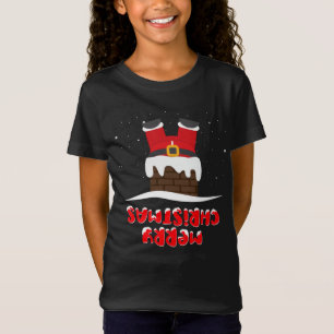 Santa's Stuck i Skorsten en upp- och nedströms tom T Shirt