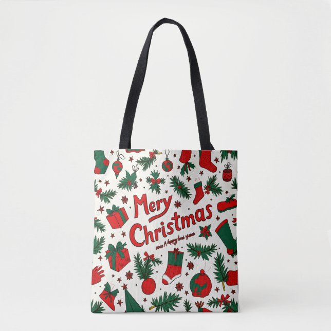 Santa's Surprise Christmas Gift Tote Bags Tygkasse (Framsida)