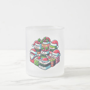 Santa's Sushi Delight Funny julkonst Frostad Glasmugg