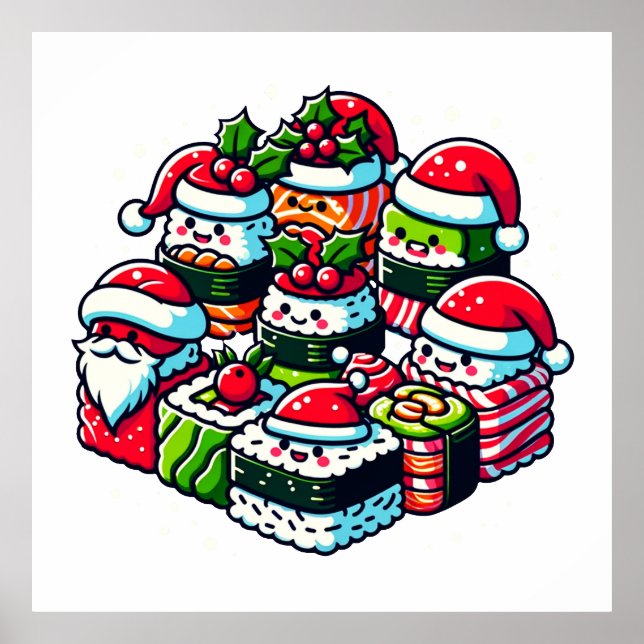Santa's Sushi Delight - julkonst Poster (Framsidan)
