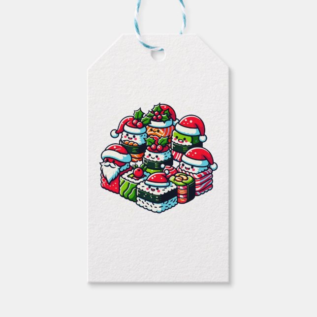 Santa's Sushi Delight - julkonst Presentetikett (Framsidan)