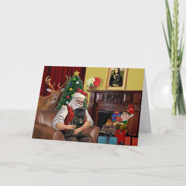 Santas svarta pug helgkort (Framsida)