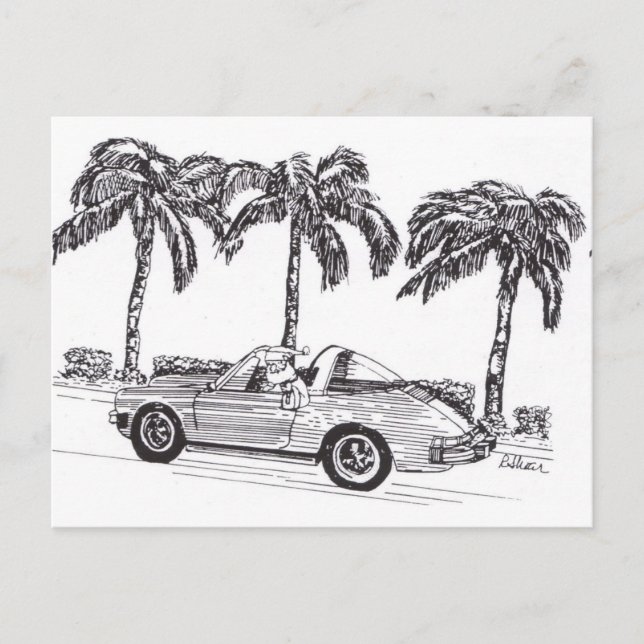 Santas tävlingbil helg vykort (Framsida)