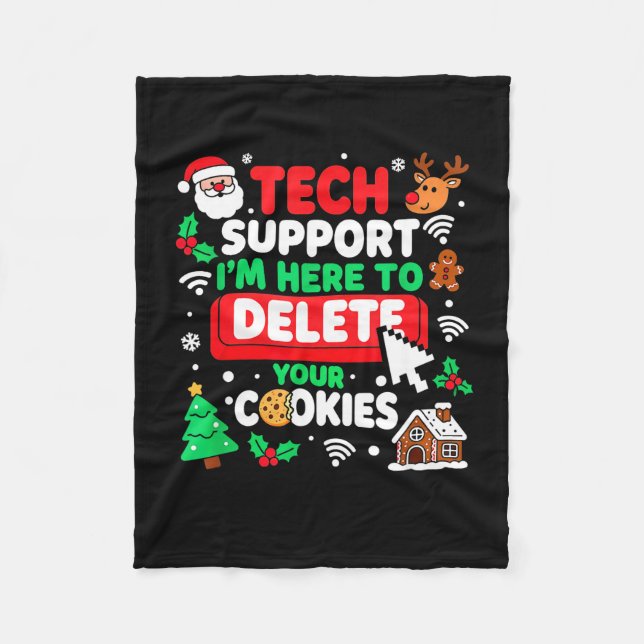 Santa's Tech Suprt Rebooting Christmas Computer Me Fleecefilt (Framsidan)