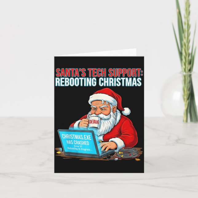 Santa's Tech Suprt_ Rebooting Christmas Funny  Kort (Framsida)