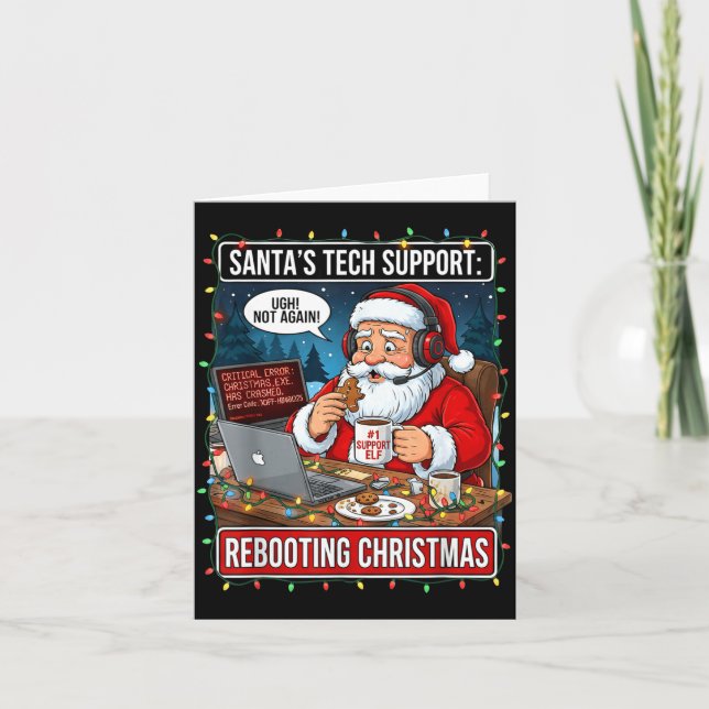 Santa's Tech Suprt_ Rebooting Christmas Funny  Kort (Framsida)