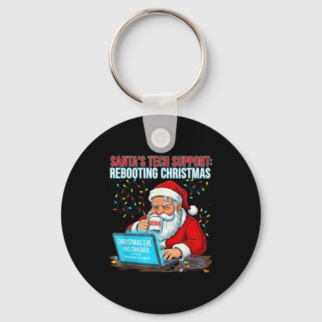 Santa's Tech Suprt_ Rebooting Christmas Funny  Nyckelring (Framsida)