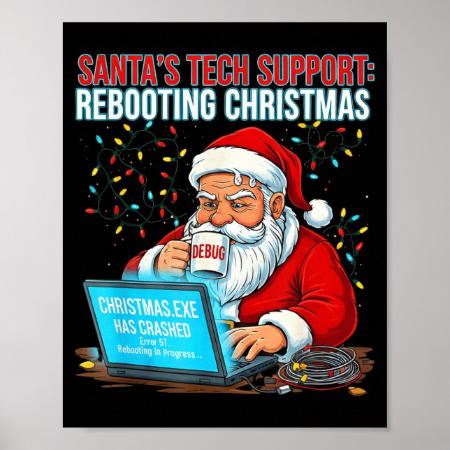 Santa's Tech Suprt_ Rebooting Christmas Funny  Poster (Framsidan)