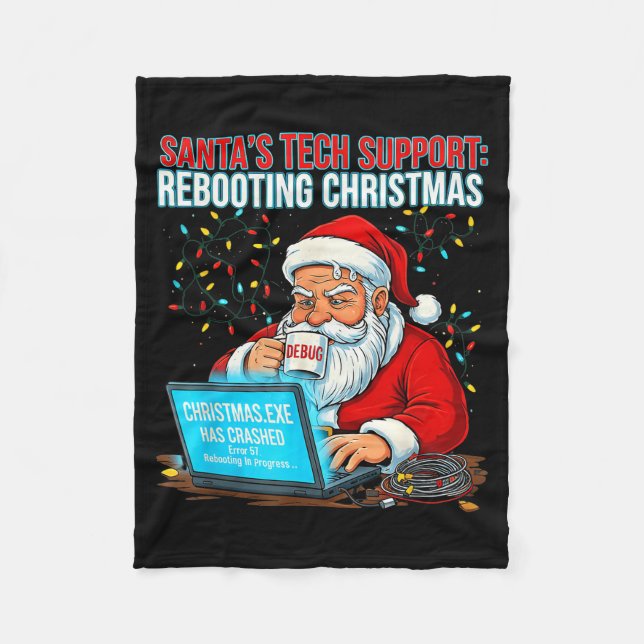 Santas tekniska support_ Omstart av julen Roligt _ Fleecefilt (Framsidan)