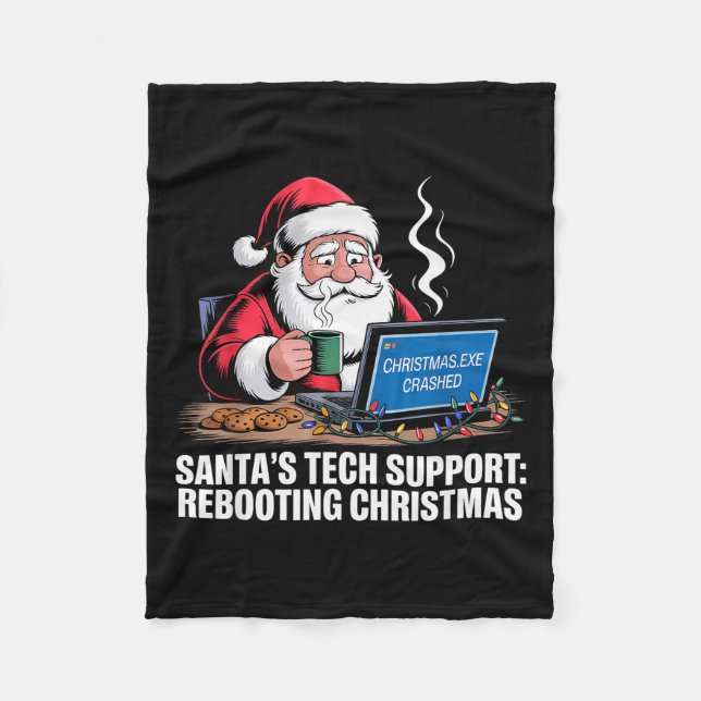 Santas tekniska support_ Omstart jul Roligt _2  Fleecefilt (Framsidan)