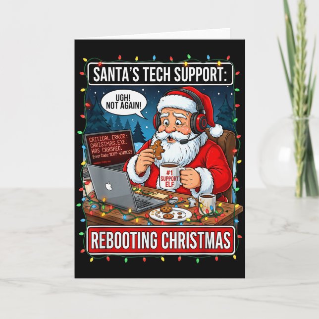 Santas tekniska support_ Omstart jul Roligt _4  Kort (Framsida)