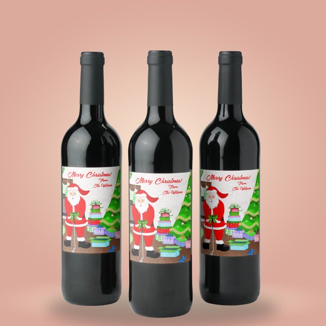 Santa's Tidigt Gift - en Hål-i-ett-jul Vinflaska Etikett (Golf Cheers, Santa's Gift! Wine label delights golfers, perfect holiday present!)
