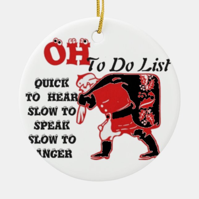 Santa's To-Do List Collection. Julgransprydnad Keramik (Framsidan)