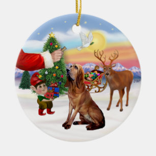 Santas Treat - Bloodhound Julgransprydnad Keramik