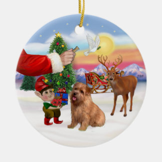 Santas Treat för sin Norfolk Terrier Julgransprydnad Keramik