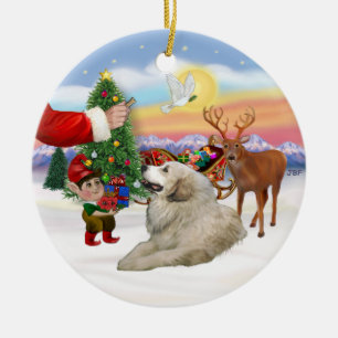 Santas Treat - Underbara Pyrenéerna Julgransprydnad Keramik