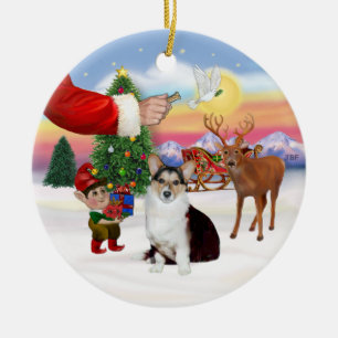 Santa's Treat - Welsh Corgi (Tri färg) Julgransprydnad Keramik