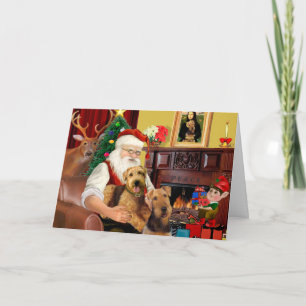 Santas två airedales helgkort