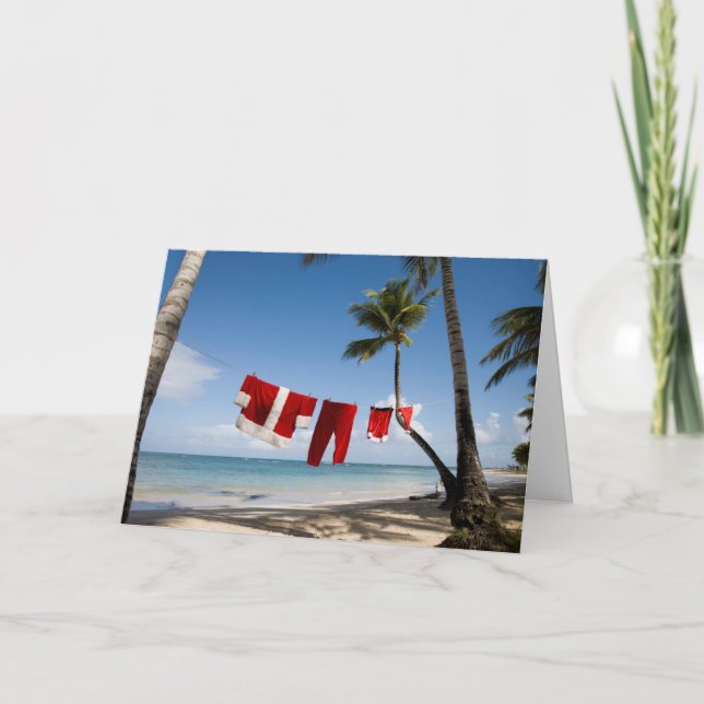 Santa's Tvätt vid Beach Helgkort (Framsida)