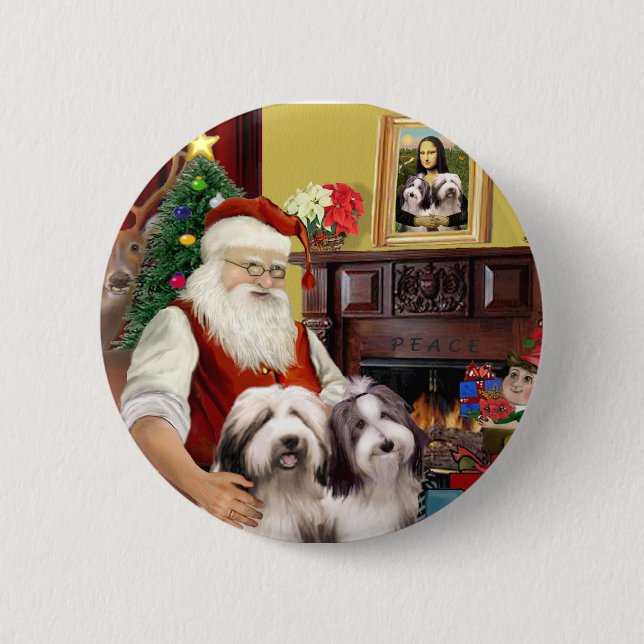 Santa's Two Bearded Collies Knapp (Framsida)