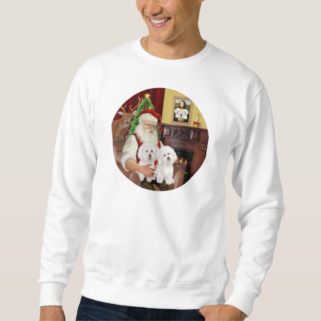 Santa's Two Bichon Frise Sweatshirt (Framsida)