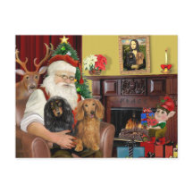 Santa's Two Long Hred Dachshunds