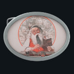 Santas uppta som omkostnad<br><div class="desc">Konstnär: Norman Rockwell | cirklar av barn bak den Santa w/accounting boken</div>