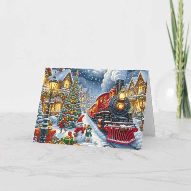 Santa's Village Christmas Train Helgkort (Framsida)