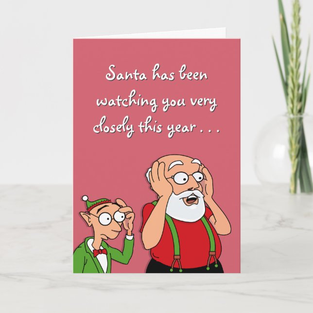 Santa's Watching Helgkort (Framsida)