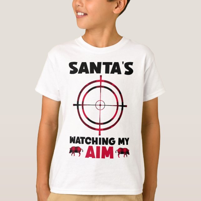 Santa's Watching My Aim - Boar Hog Hunting 1  T Shirt (Framsida)