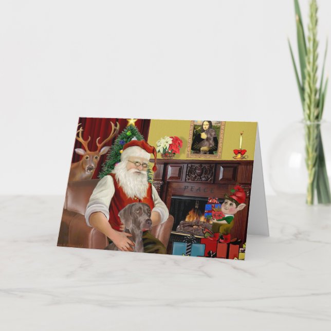 Santa's Weimaraner (N) Helgkort (Framsida)