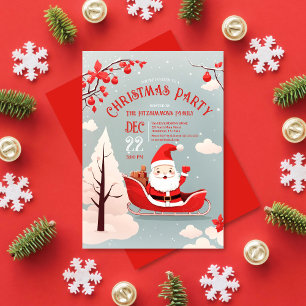 Santa's Whimsical Sleigh Ride jul Party Inbjudningar