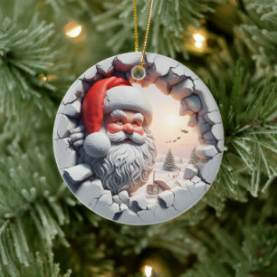 Santa's Winter Wonderland Peek-through Julgransprydnad Keramik