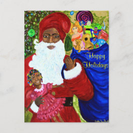 Santa's Wish Postcards - African American Santa Helg Vykort