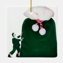 Santa's With Huge Gift Sack Ornament