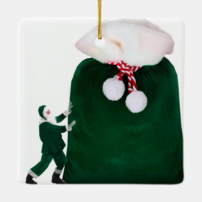 Santa's With Huge Gift Sack Ornament (Baksida)