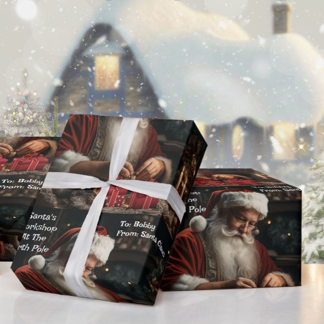 Santa's Workshop Add Child's Namn Ai Presentpapper (Skapare uppladdad)