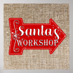 Santa's Workshop Arrow Rustic-Helgdag Poster