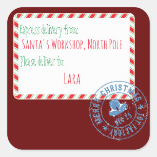 Santa's Workshop Delivery Fyrkantigt Klistermärke