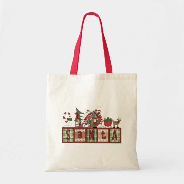 Santa's Workshop Helgdag Gift Tote Bag Tygkasse (Framsidan)